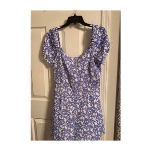 Blue Floral Pattern Romper